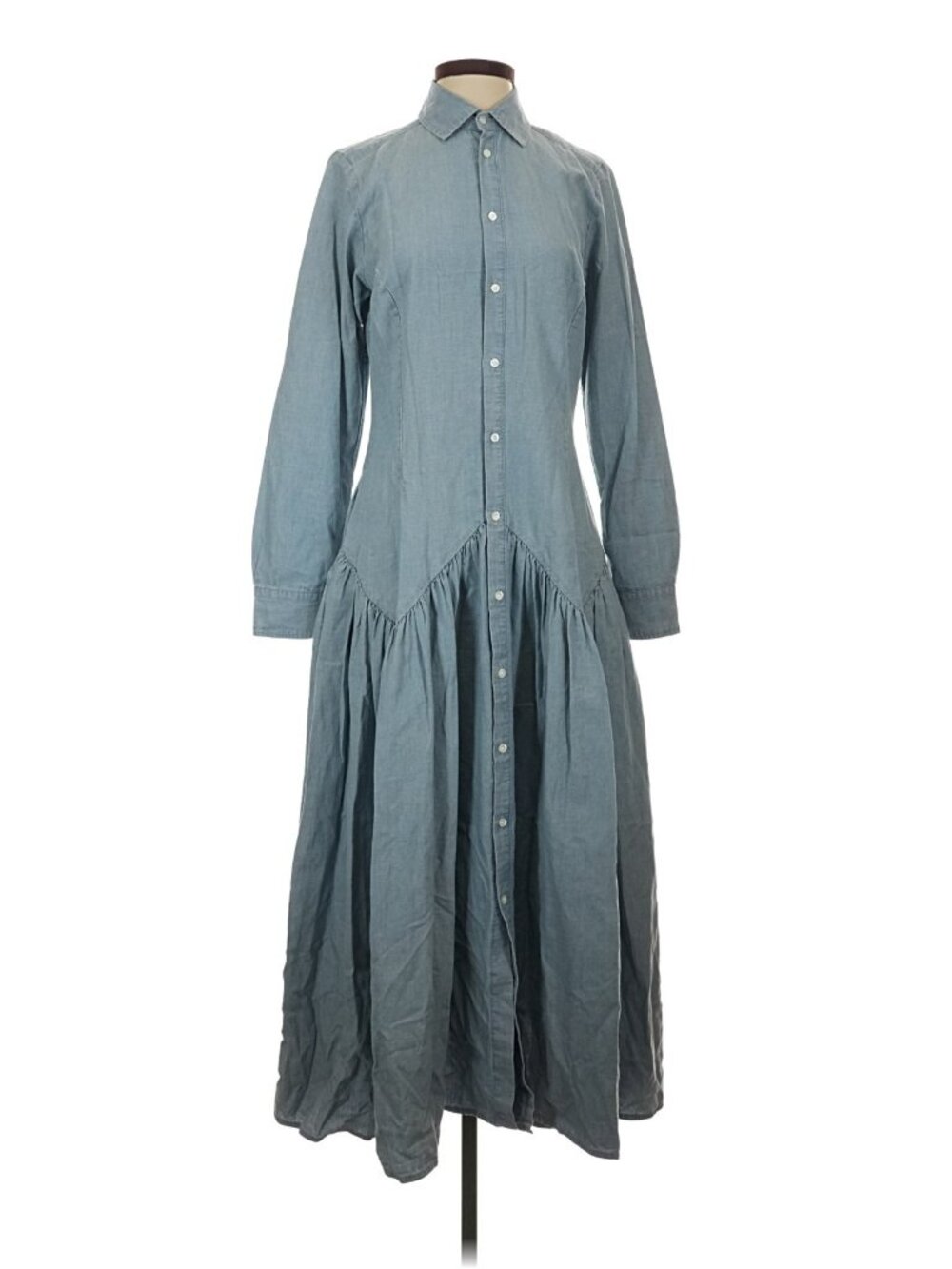 NWT Polo Ralph Lauren Cotton-Linen Chambray Midi in Pacific Blue Shirt Dress 4 - Picture 12 of 14
